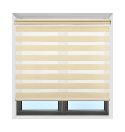 Zebra shades installed in window frames