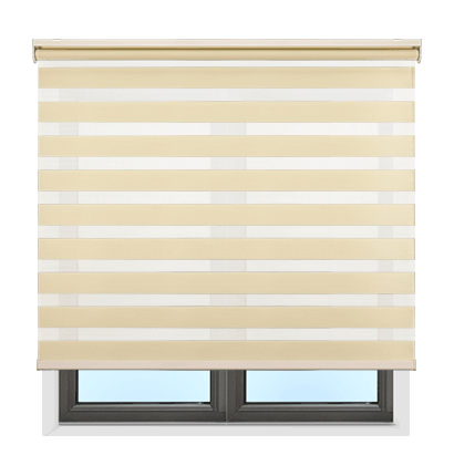 Zebra shades installed outside the window frame