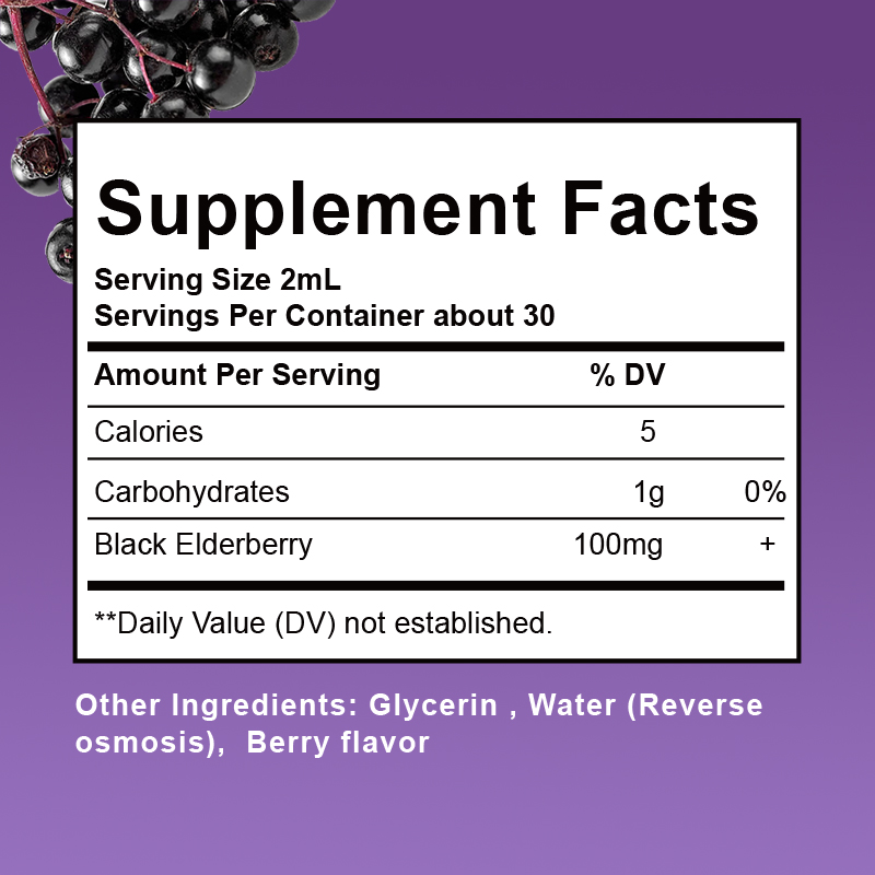 Custom High Quality Elderberry Liquid Elderberry Liquid Drops Black Elderberry With Vitamin C Drops