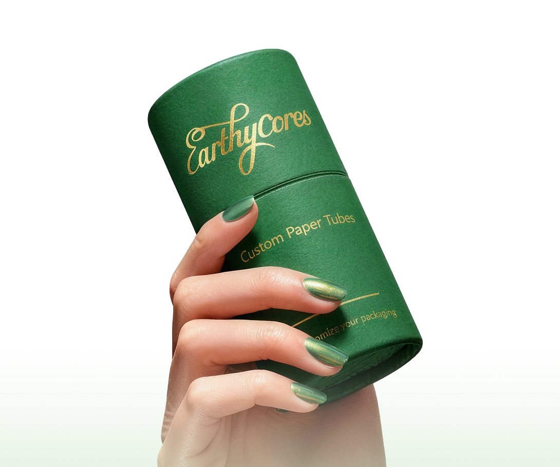 Hand holding green paper tube