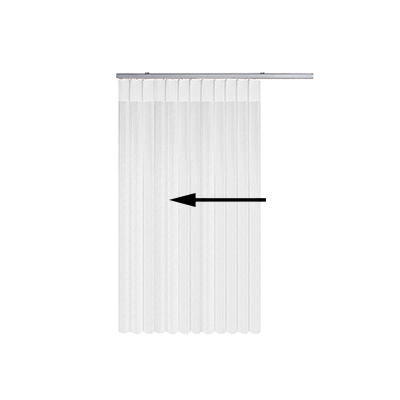 Vertical blinds open to the left