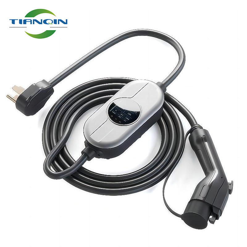 Type 2 portable ev charger with control box 10--32A current adjustable home Ev charger