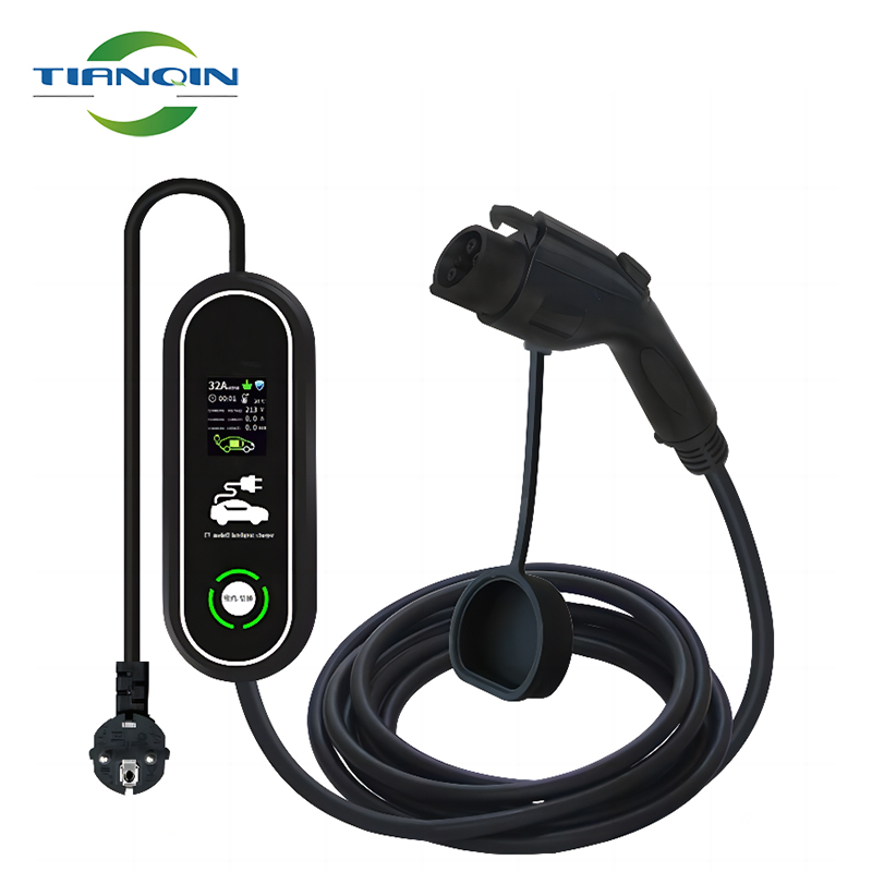 J1772 / tipo1 3.5 kw Portátil 32 A pila de carga 10 metros cable pantalla grande cargador EV