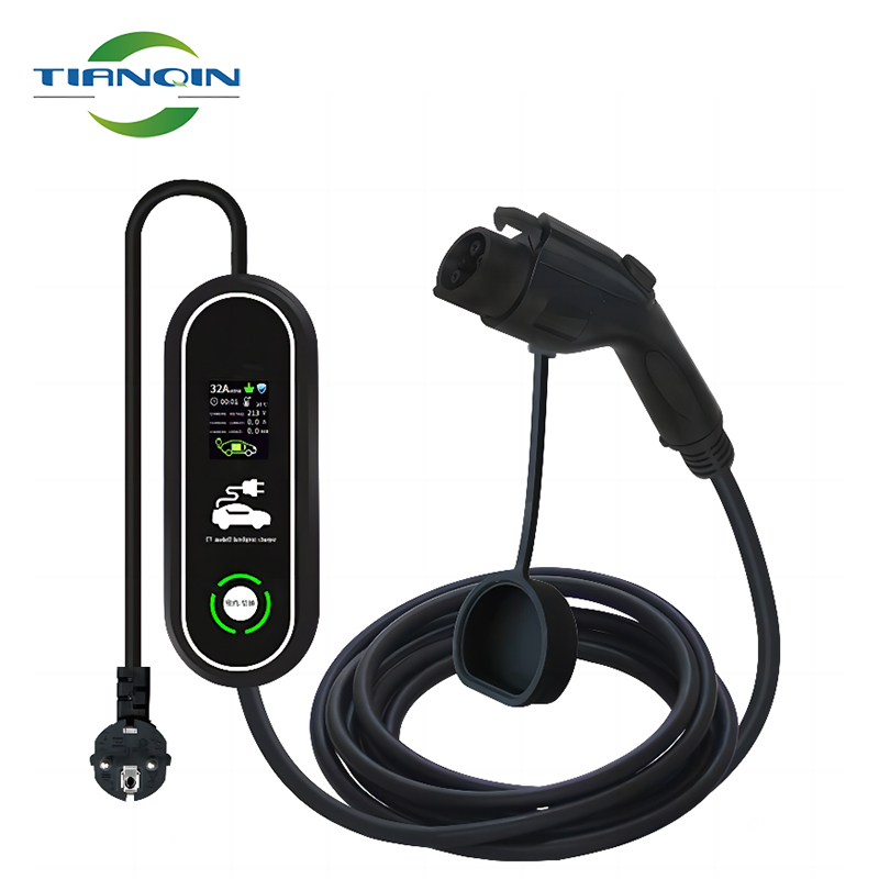 J1772 / type1 3.5 kw Portable 32 A charging pile 10 meters cable large screen EV charger