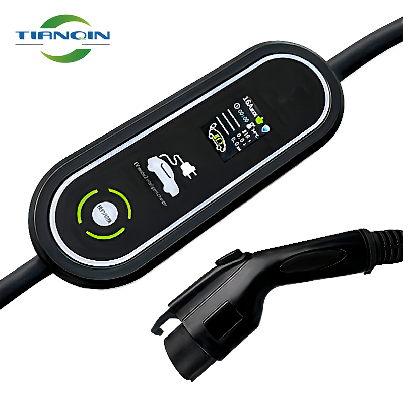 J1772 / tipo1 3.5 kw Portátil 32 A pila de carga 10 metros cable pantalla grande cargador EV