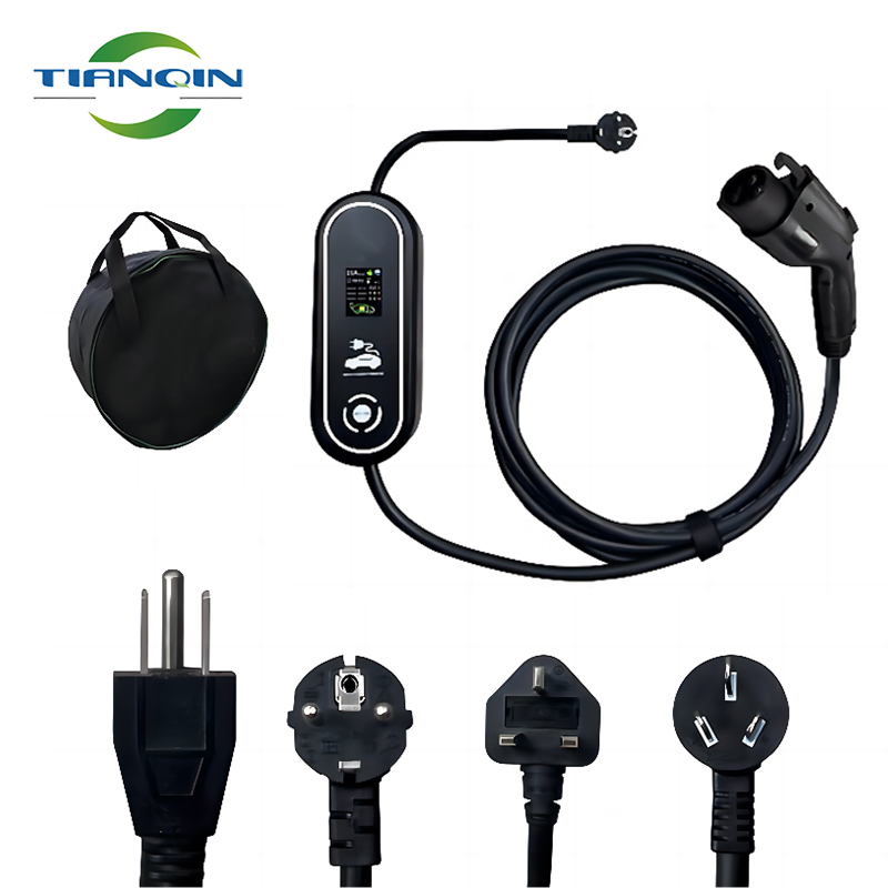 J1772 / tipo1 3.5 kw Portátil 32 A pila de carga 10 metros cable pantalla grande cargador EV