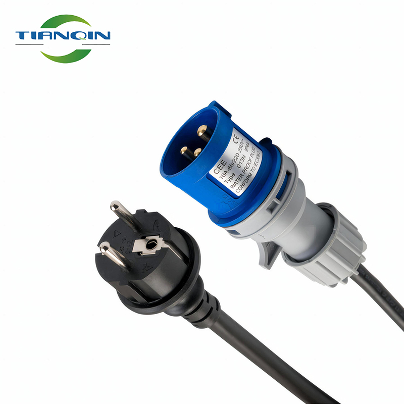 Heavy Duty Industrial 3 Phase 16A CEE Male to Schuko Plug Socket EV Charger Charging Converter Extension Cable for Caravan
