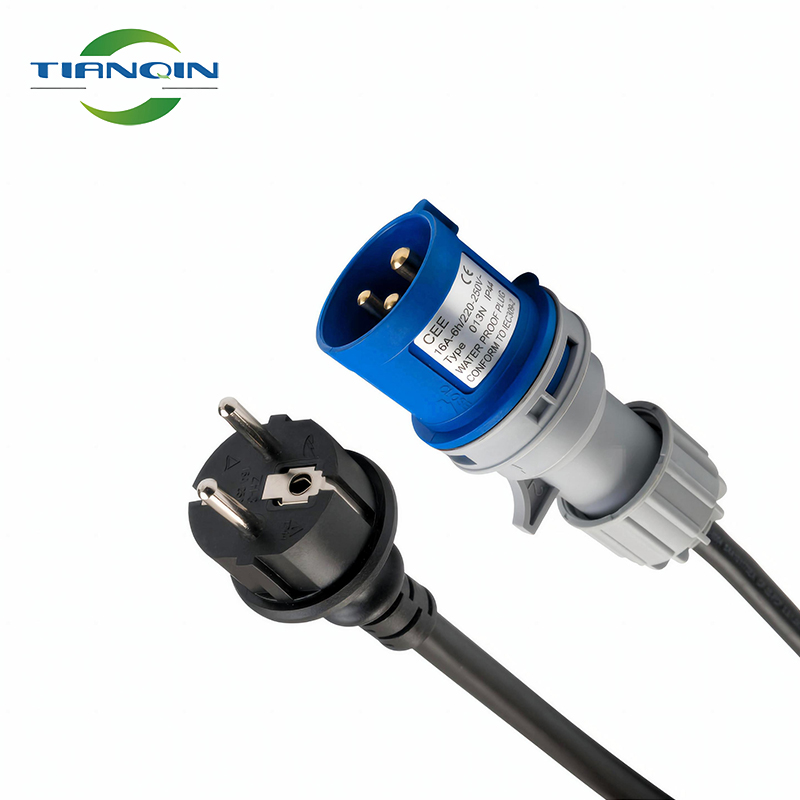 Heavy Duty Industrial 3 Phase 16A CEE Male to Schuko Plug ソケット EV 充電器 Charging Converter Extension Cable for Caravan