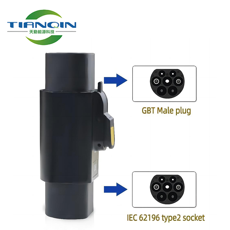 EVSE 32A 7KW 22KW Adapter IEC62196 Type 2 to Type 1 EV Adapter Converter J1772 to GBT EV charger connector with mechanical lock