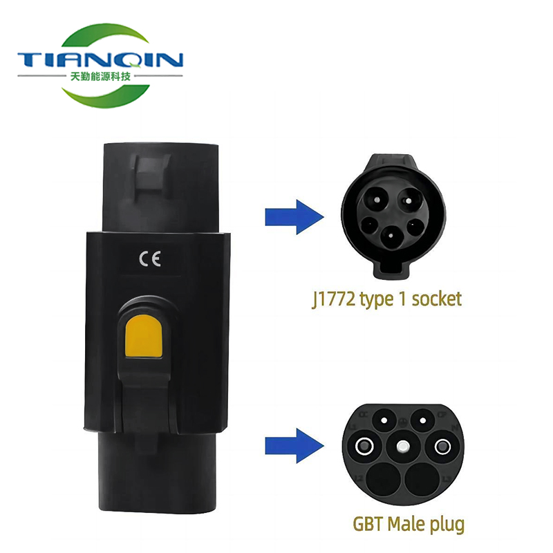 EVSE 32A 7KW 22KW Adapter IEC62196 Type 2 to Type 1 EV Adapter Converter J1772 to GBT EV charger connector with mechanical lock