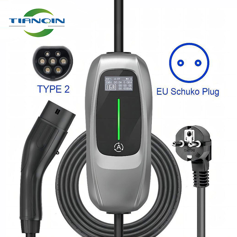 16A 3.6KW carregador de veículo elétrico portátil tipo 2 estação de carregamento doméstico