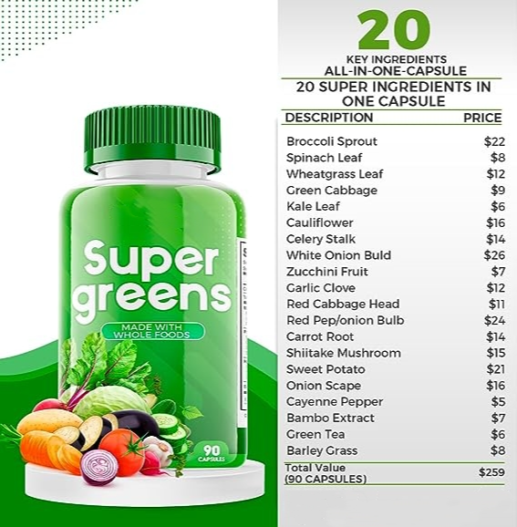 Super Fruit and Vegetable Supplements – Organic Whole Superfood Vitamins & Minerals – 90 Veggie and 90 Fruit Capsules for Women, Men, and Kids.