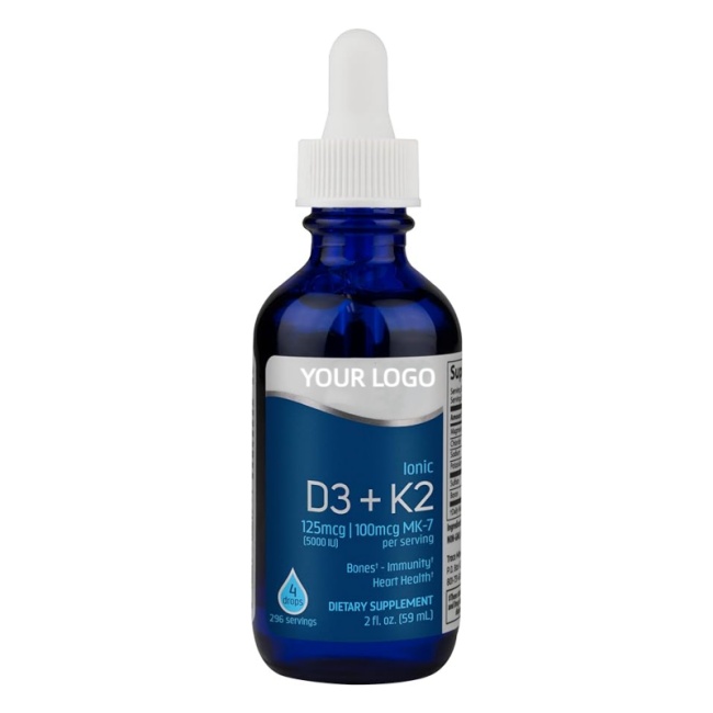 Liquid Ionic Vitamin D3 + K2 | 125 mcg (5,000 IU) D3, 100 mcg K2 | Concentrated Dietary Supplement
