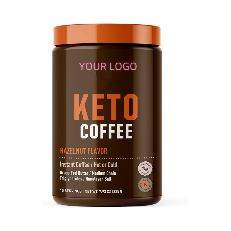 Instant Keto Coffee Mix, Supports Energy, Metabolism Support, Grass Fed Butter, MCTs & Himalayan Salt, 15 servings, Hazelnut Fla