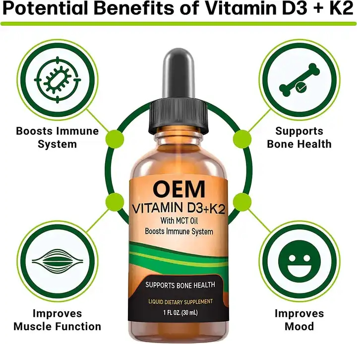 Vitamine D3 + K2 (MK-7) vloeibare druppels