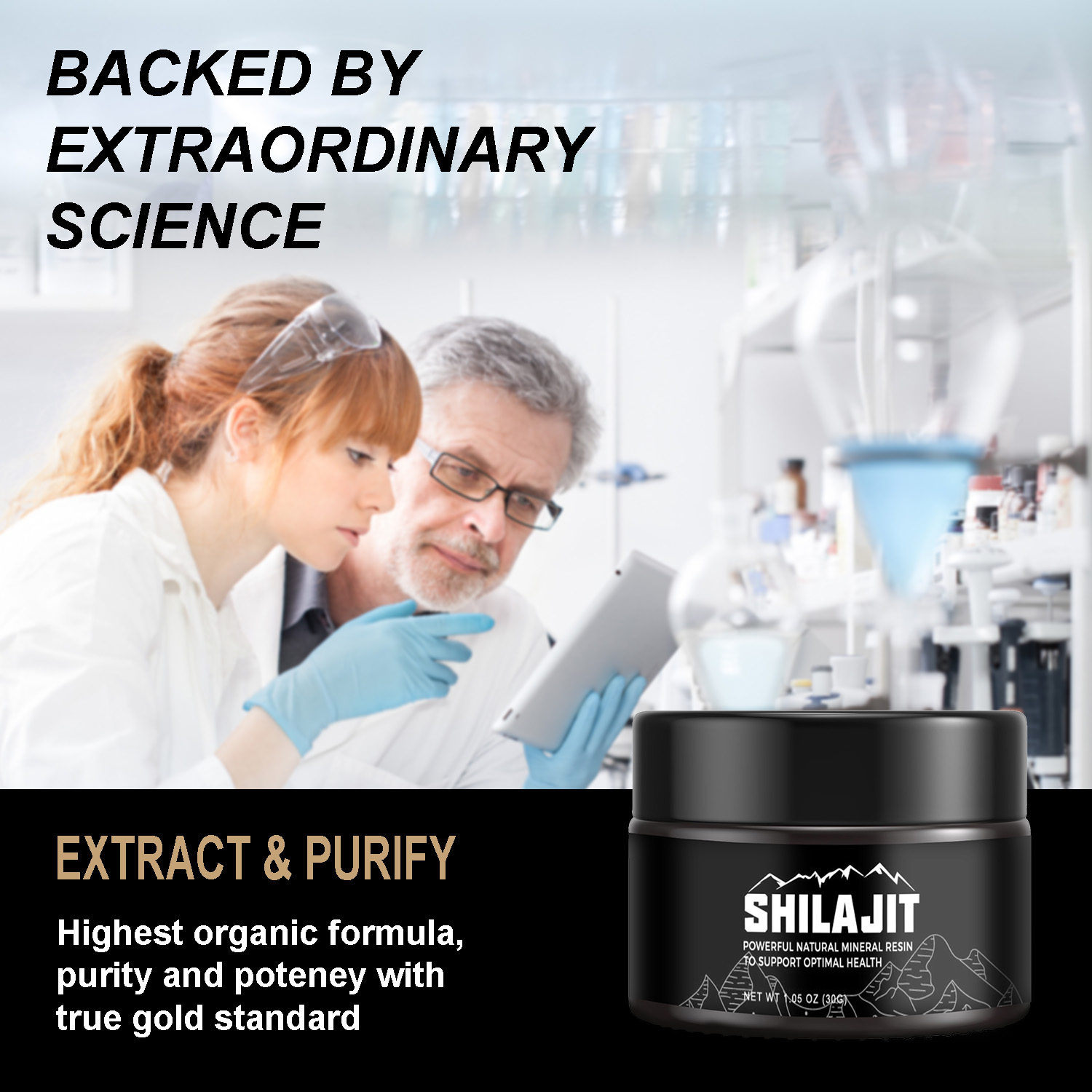 Pure Shilajit Hars 100% extract van Himalaya Biologisch met lepel, Maximale Potentie Natuurlijk Bio 20 Gram