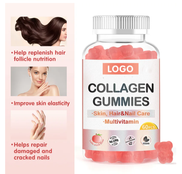 OEM Natuurlijk Kruidenuittreksel Schoonheid Huid Biotine Collageen Gummy Vitamine Collageen Gummies Organisch Supplement