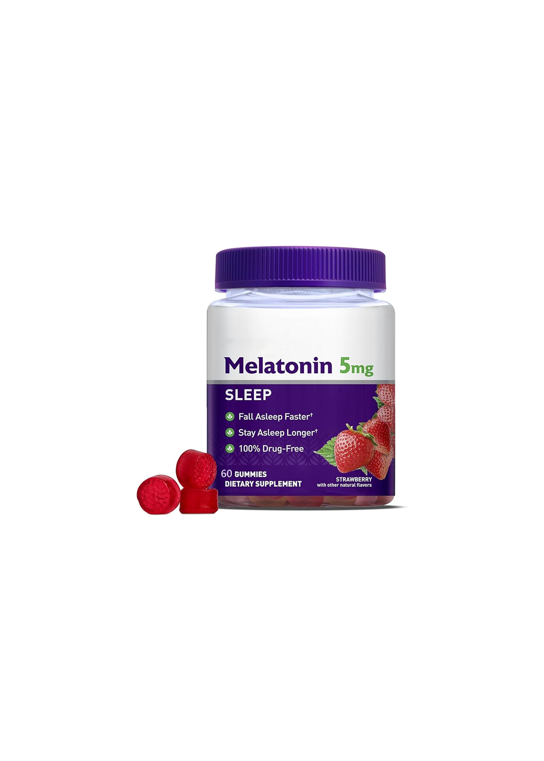 Gomitas de melatonina OEM para un relajante suplemento de salud gomoso para dormir con sabor a fresa somnoliento