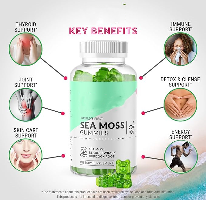 OEM Suger Free Vegan Sea Moss Gummy Натуральные жевательные конфеты из ирландского морского мха поддерживают иммунитет