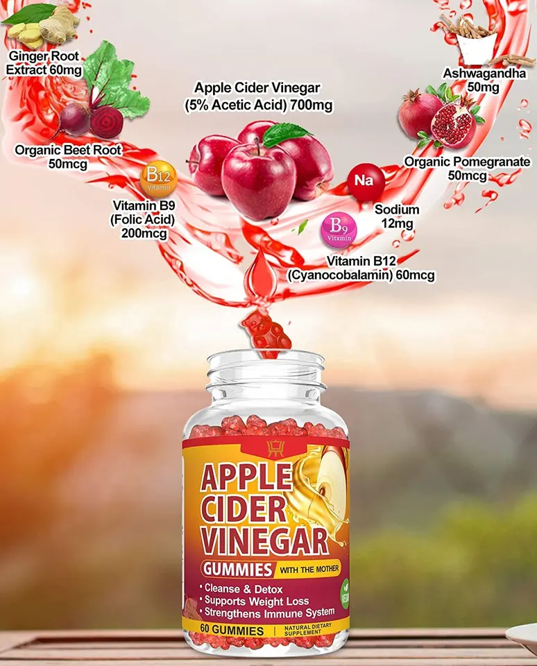 Appelciderazijn Gummies van Gewichtsverlies Gummies met Vetverbrandend Puur Extract Garcinia Cambogia Gummies