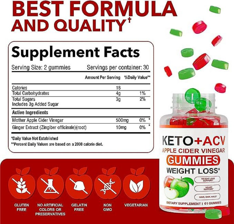 Жевательные резинки Keto ACV Advanced Weight Fat Management Loss ACV Keto Gummies Яблочный уксус Поддержка логотипа и этикетки