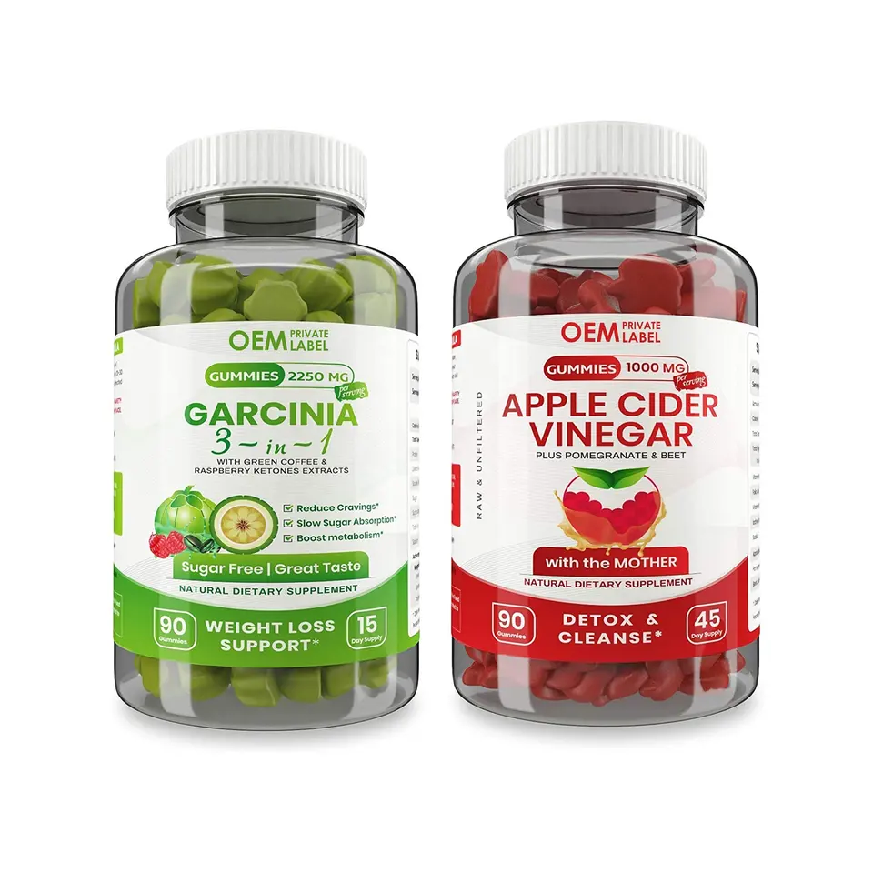 OEM Vinaigre de cidre de pomme Gommeux Soins de santé Ours Nettoyer et Désintoxiquer Produit de perte de poids sain Vitamines ACV Gummies