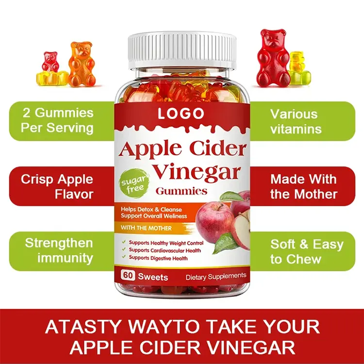 Hot Sale OEM Slimming Apple Gummies Weight Loss Products Cider Vinegar Keto Bear Gummies Vegan Apple Cider Vinegar