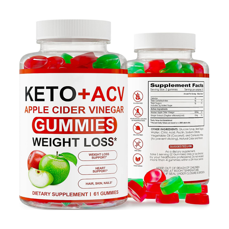 Keto ACV Gummies Advanced Weight Management Fat Loss ACV Keto Gummies خل التفاح دعم الشعار والتخصيص الملصق