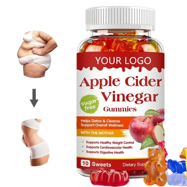 Hot Sale OEM Slimming Apple Gummies Weight Loss Products Cider Vinegar Keto Bear Gummies Vegan Apple Cider Vinegar