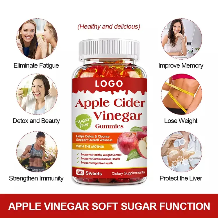 Hot Sale OEM Slimming Apple Gummies Weight Loss Products Cider Vinegar Keto Bear Gummies Vegan Apple Cider Vinegar