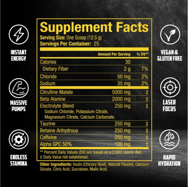 OEM Private Label Pre workout poeder Stikstofmonoxide poeder Elektrolyt booster sport supplement glutenvrij