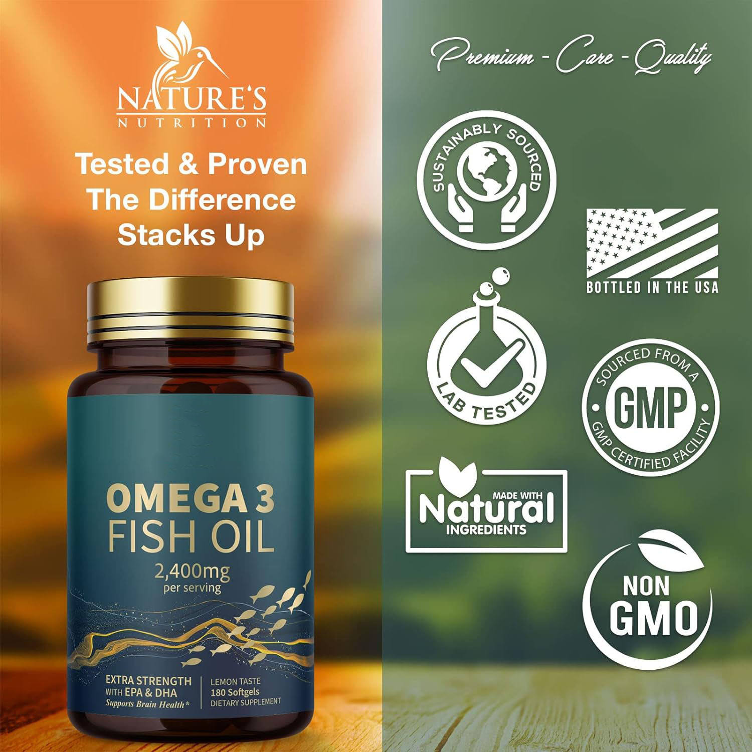 Gélules d’huile de poisson oméga-3 triple force soutient le supplément de santé du cerveau et du cœur