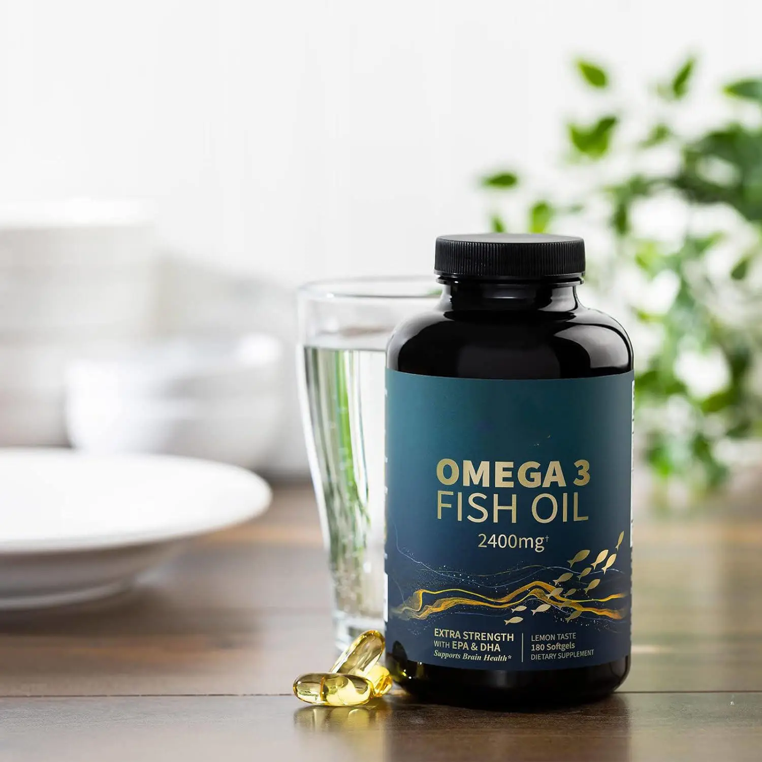 أوميغا 3 كبسولات هلامية بزيت السمك ثلاثية القوة تدعم مكمل صحة الدماغ والقلب