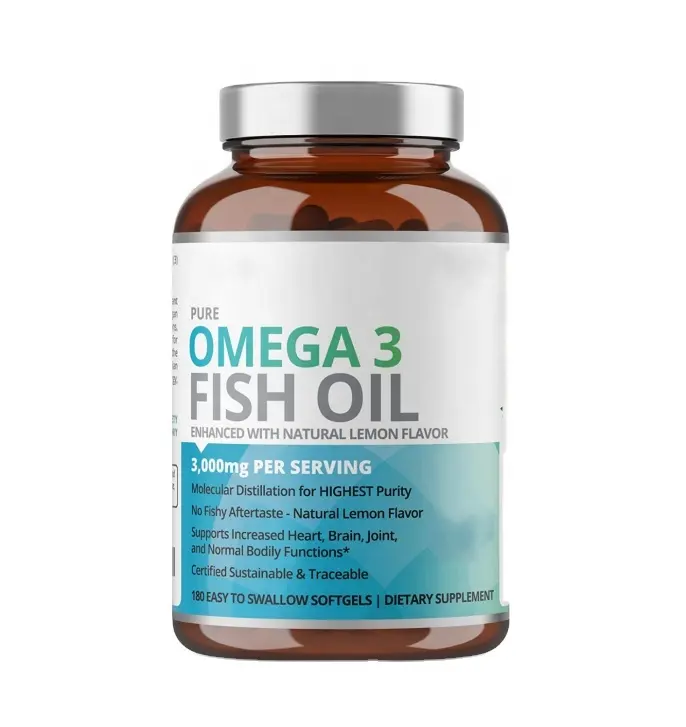 OEM Omega 3 Cápsulas Vegan DHA EPA 2500mg Suplemento Imune Deep Sea Fish Oil Softgel Cápsulas