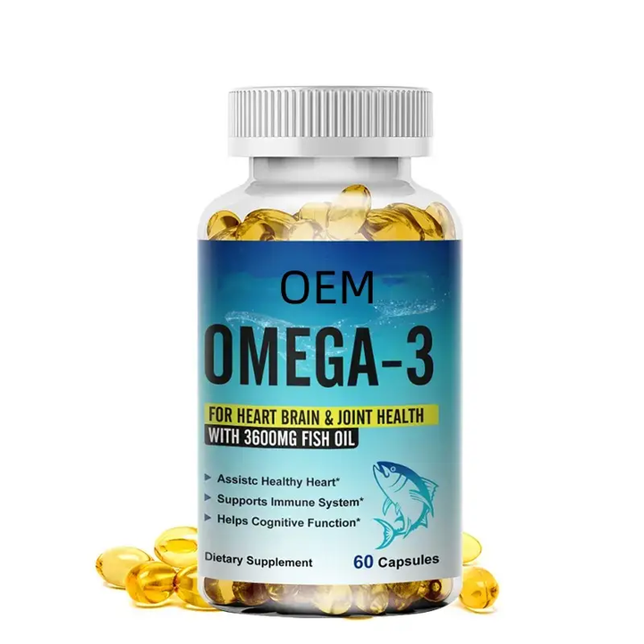 Nhà sản xuất chất lượng cao OEM Omega Fish Oil Softgels cho nam và nữ, hỗ trợ tùy chỉnh logo và in nhãn