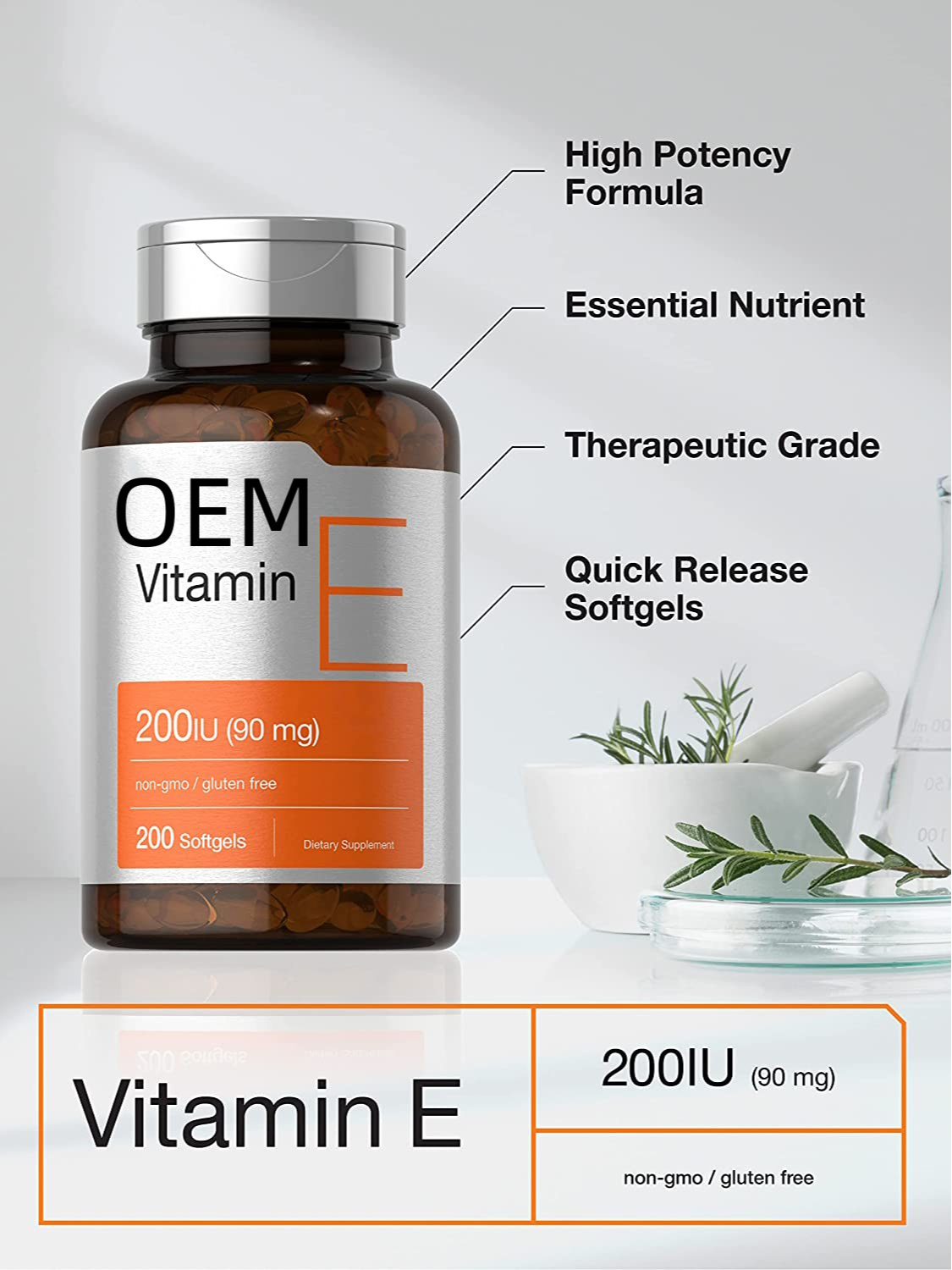 OEM Private Label Food Supplements Vegan Vitamin E Skin Whitening Softgels