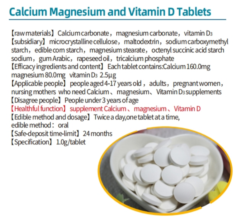 Hot Sale OEM Calcium Magnesium and Vitamin D Tablets Treating Osteoporosis