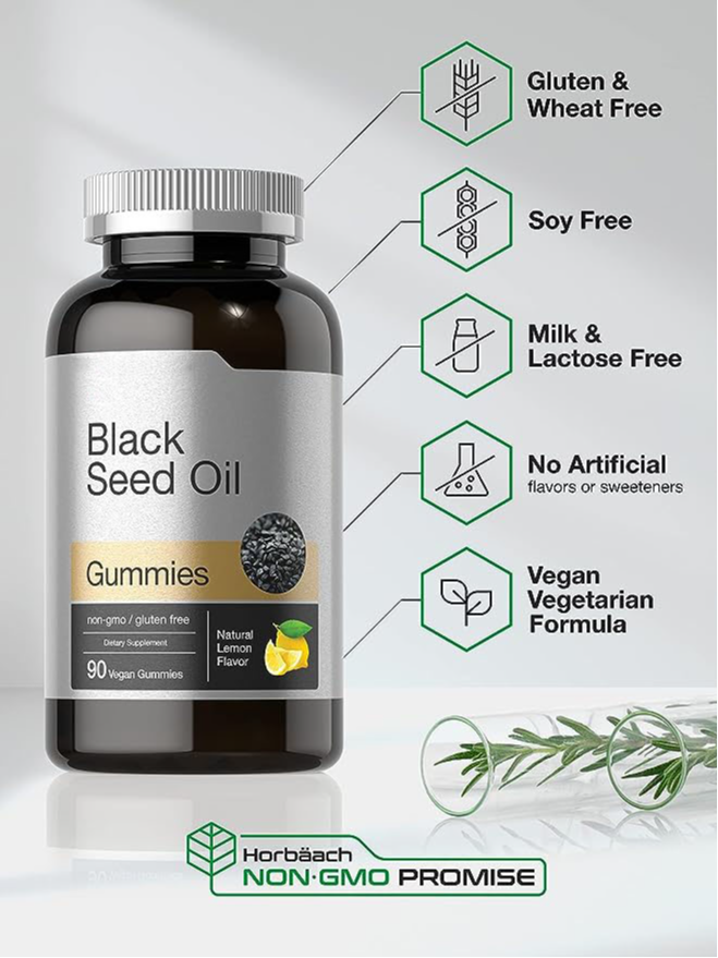 Black Seed Oil Gummies Non-GMO and Gluten Free Formula Support Logo and Label Customization