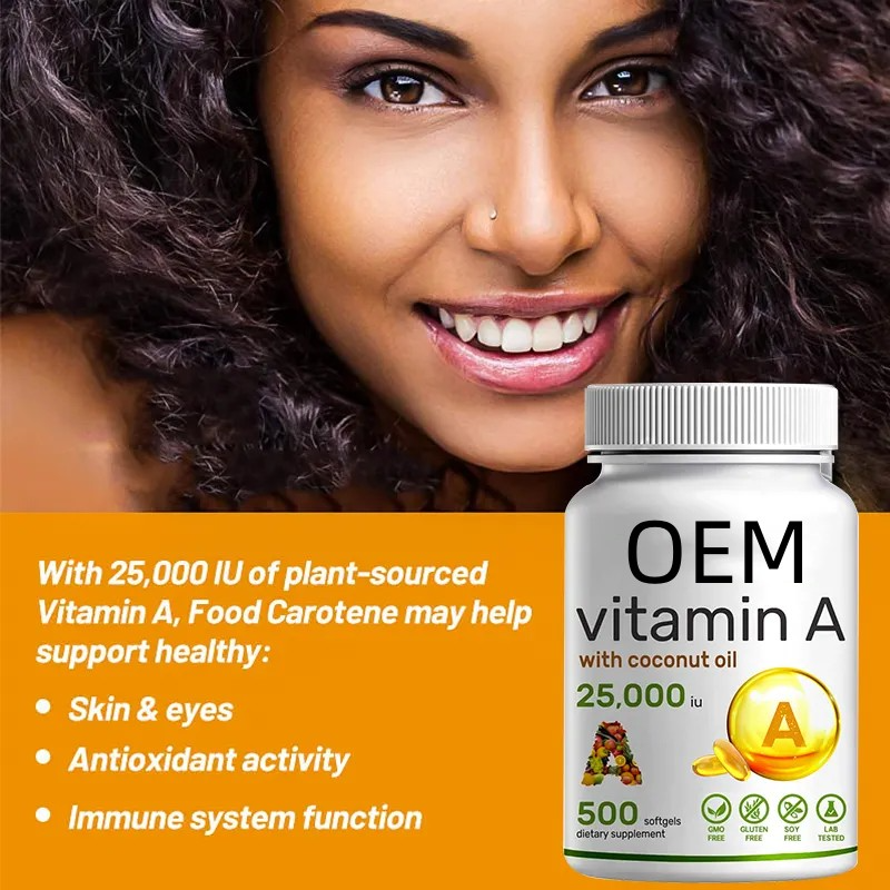 Hot Selling OEM Customized High Quality Vitamin A Eye Vision Immune Supplements Skin Health Products Vitamin A Softgels