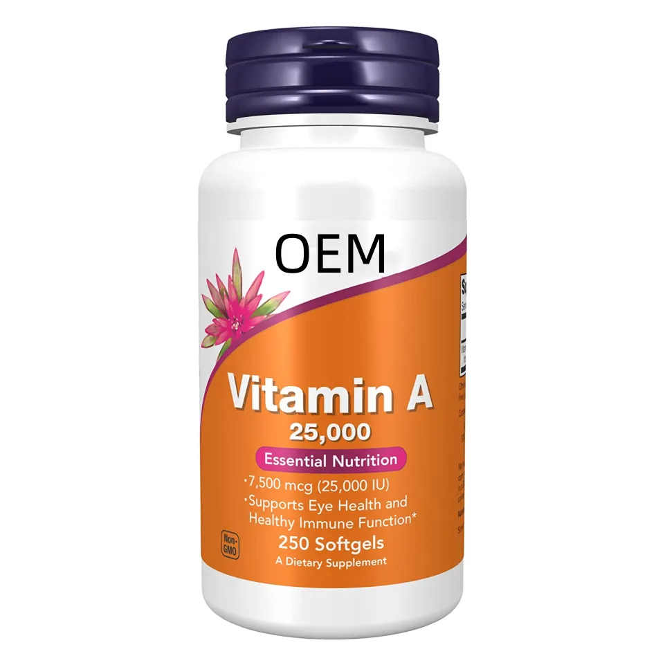 Hot Selling OEM Customized Vitamin A Supports Healthy Skin Eyes Immune System Vitamin A Capsules