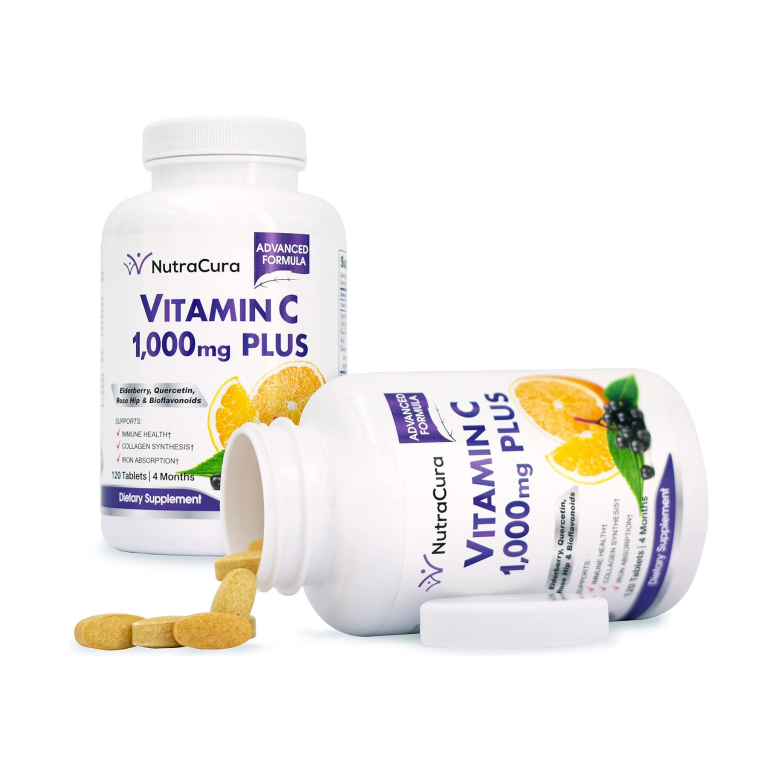 Vitamin C1000 Complex with Elderberry - 1000mg Vitamin C, - 4 Months Supply, 120 Tablets - Immune System Support