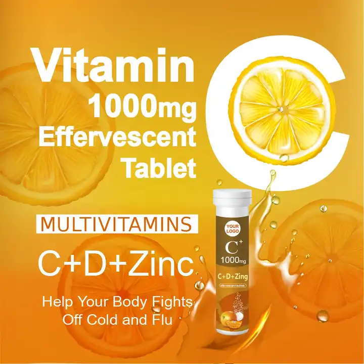OEM ODM Multivitamins Vitamin 1000mg Effervescent Tablets Immune System Support