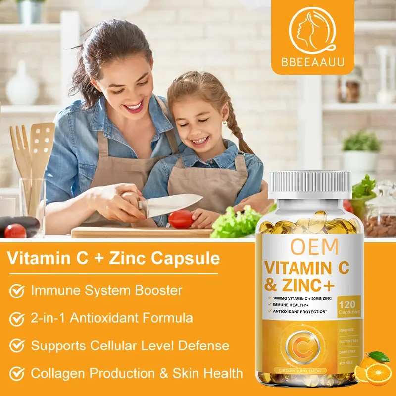 Hot sale OEM Supplier natural high content Vitamin C Supplement with Zinc Ascorbate and Zinc Oxide Non-GMO Vitamin C