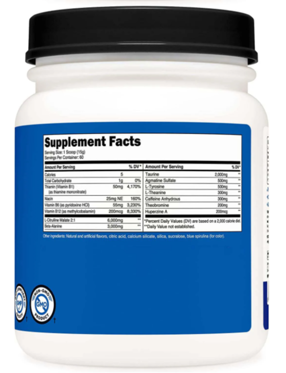 OEM Private Label Pre workout powder complex blue raspberry flavor Glugen-free NON-GMO energy supplement