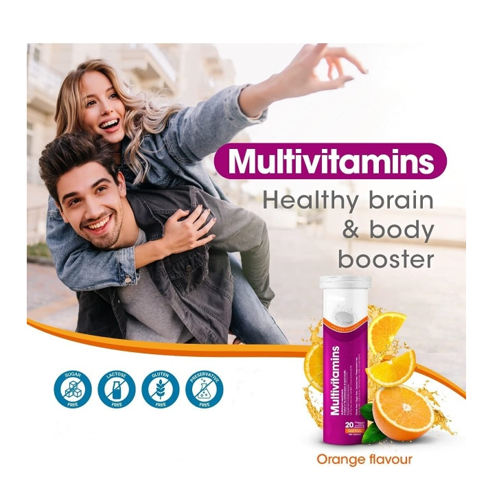 Multivitamin Effervescent Tablets - Gluten Free, Sugar Free, Lactose Free & Preservative Free Immune Function & Boosts Energy