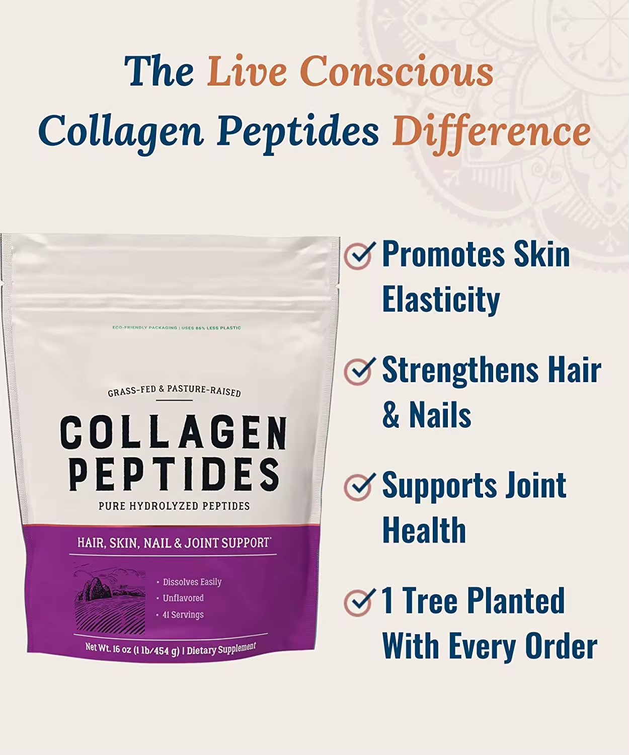 Collagen Peptides Powder Of Hair Skin Nail and Joint Support For Type I And III Collagen Powder