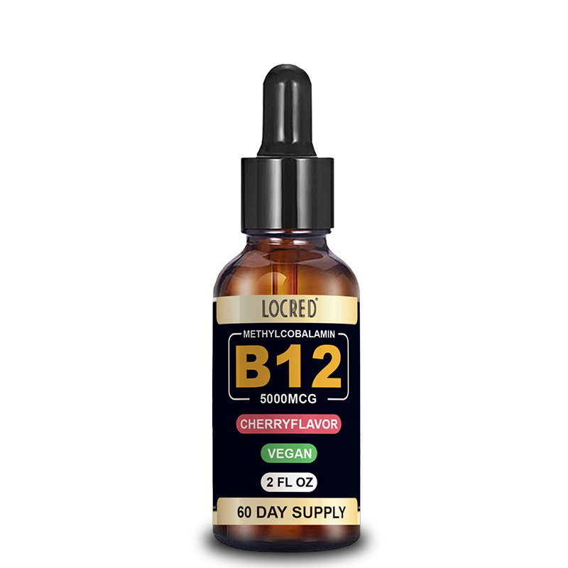 Hot sale cherry flavor Vitamin B12 Drop for brain health boost mood memory reduce stress brain fog fight fatigue support