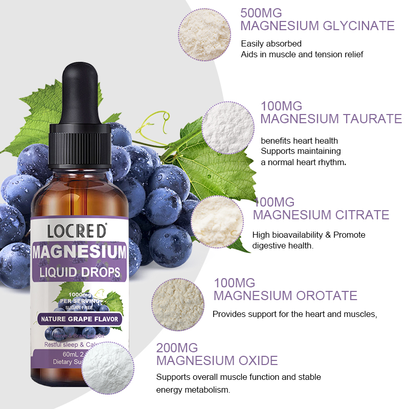 Private label Magnesium Drop Liquid Fiber Vitamin Magnesium Liquid Drops Promotes Bowel & Relaxation Liquid Magnesium