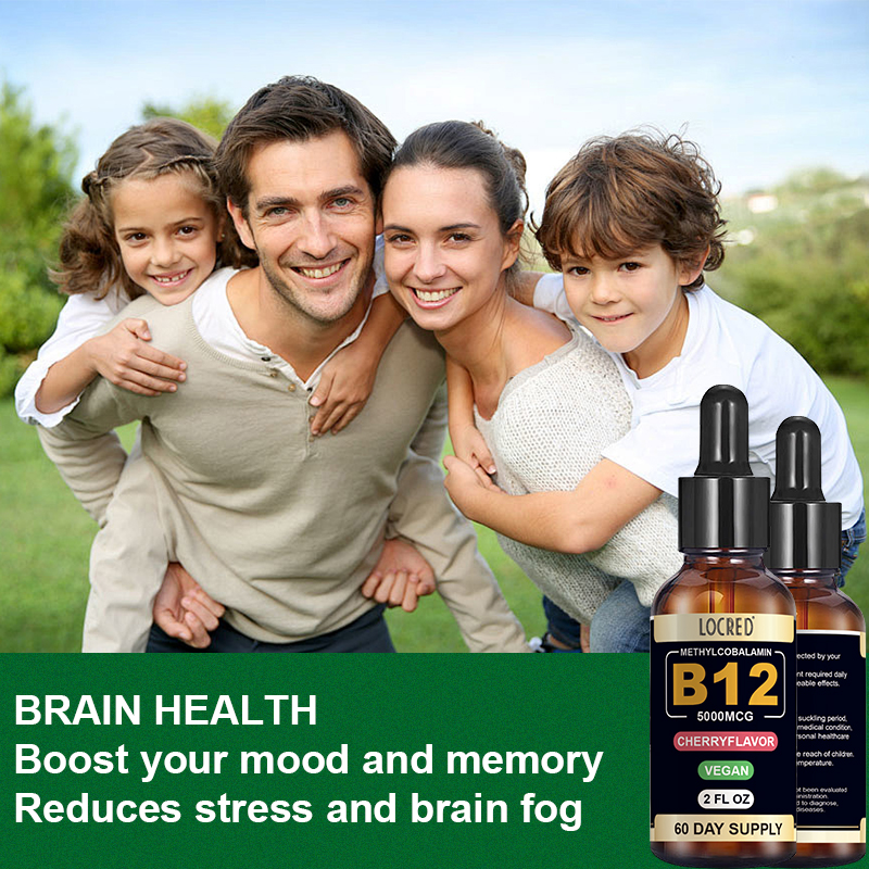 Hot sale cherry flavor Vitamin B12 Drop for brain health boost mood memory reduce stress brain fog fight fatigue support