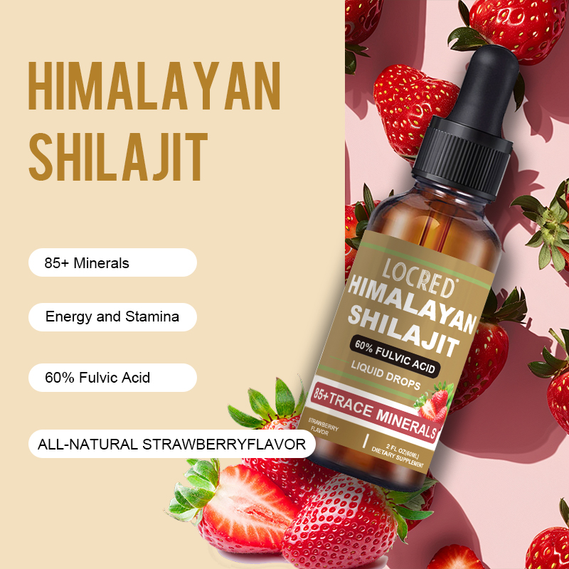 OEM Premium Quality Himalayan Shilajit Liquid Drops With 60% Fulvic Acid Strawberry Flavor Acceptable Customization